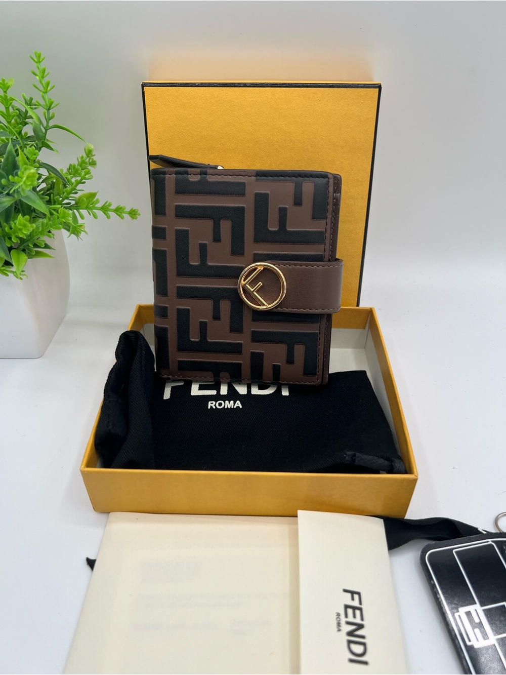 Fendi Brown FF Logo Bifold Wallet